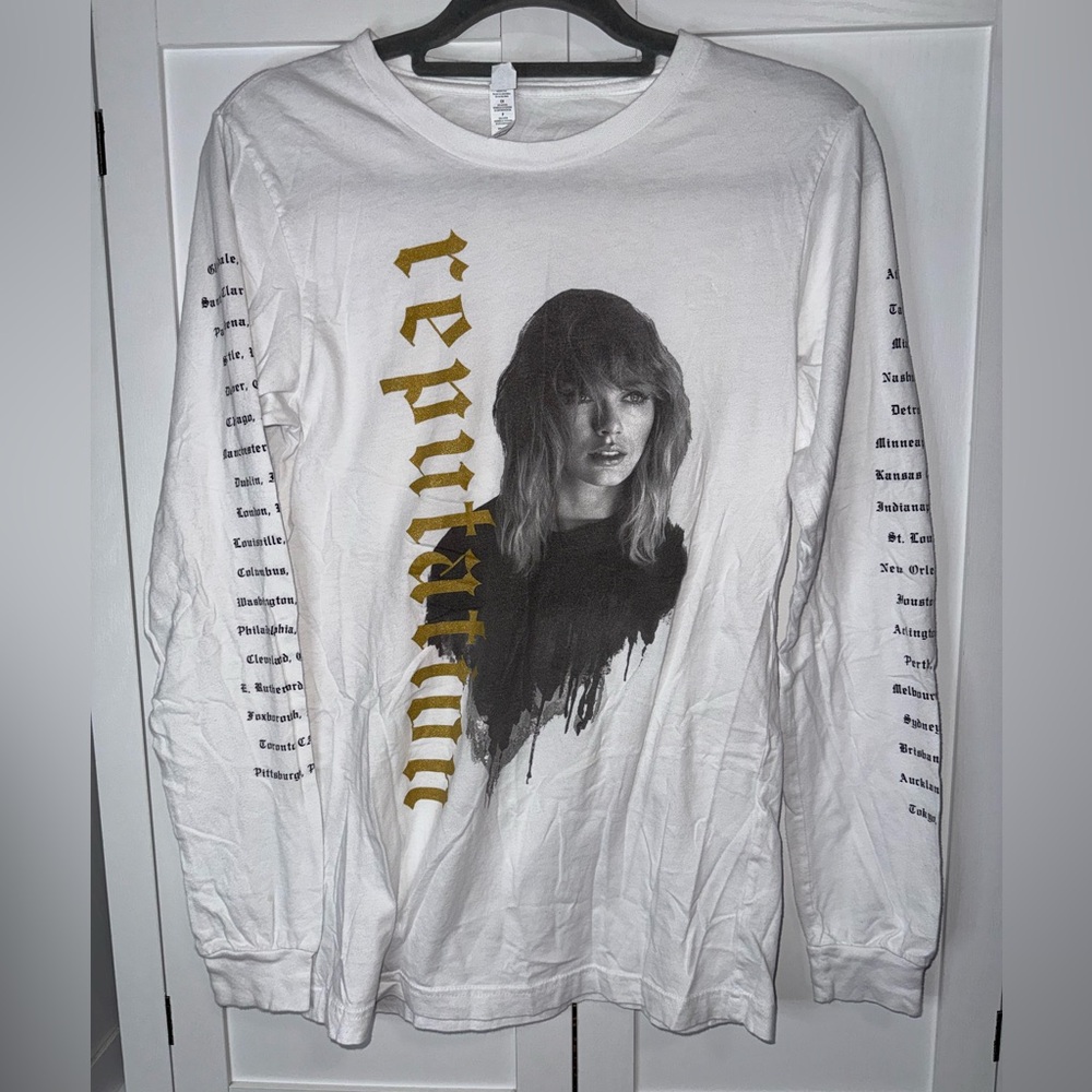 Taylor Swift Reputation Stadium Tour Long Sleeve T-Shirt Adult Small White Gold